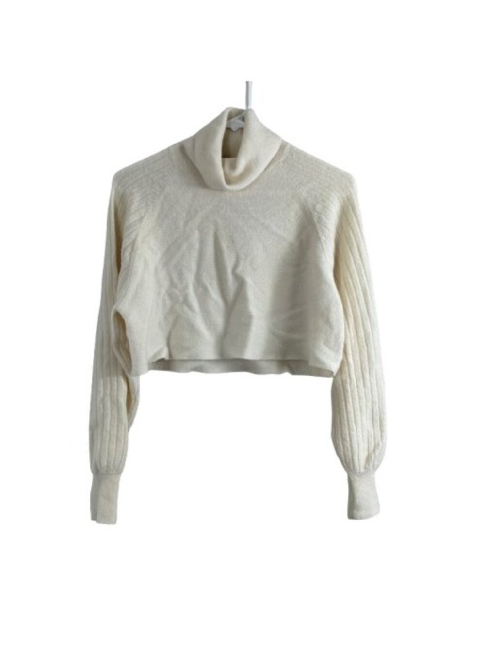Allsaints Wool and Alpaca Blend Margot Dress Ivory Crop Turtleneck Sweater Sz Me